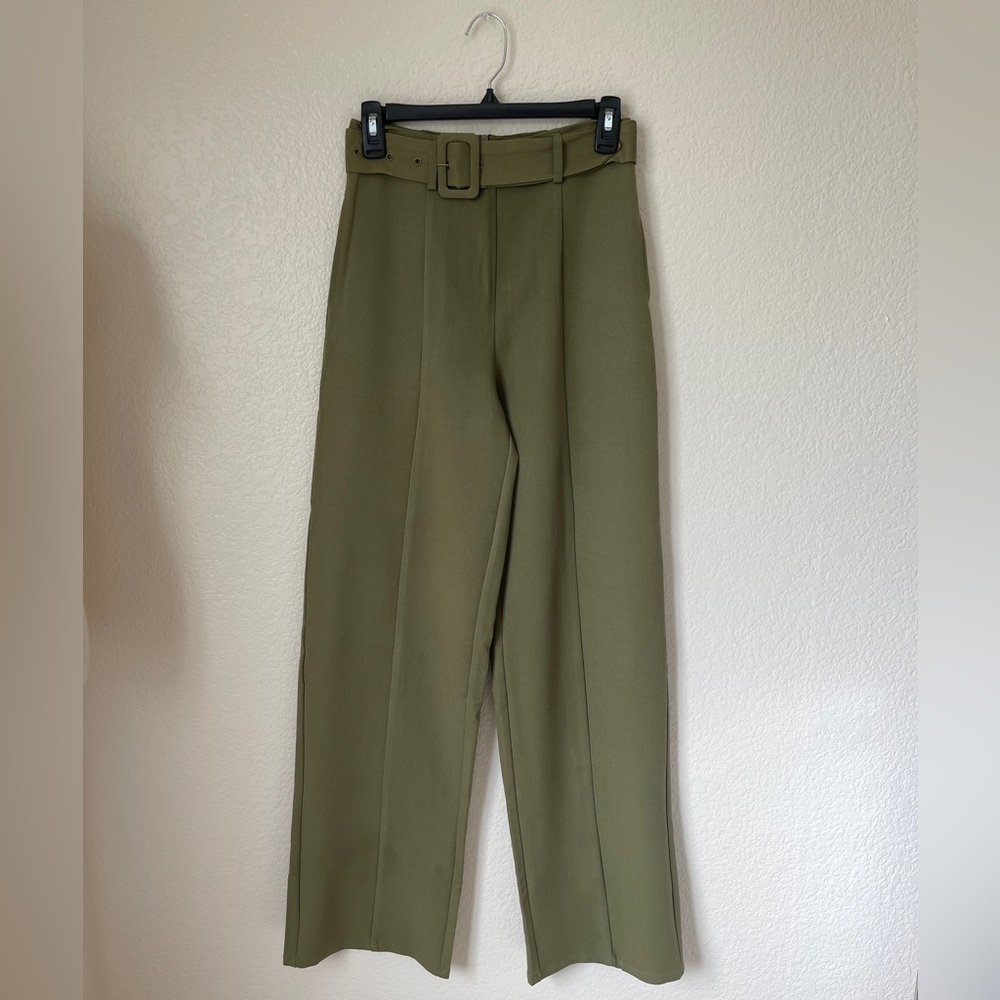 BIN#19 - IVORY ROSE Women’s Small Belted Dress Pants in Olive - Picture 4 of 7